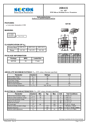 2SB1132 Datasheet PDF Secos Corporation.