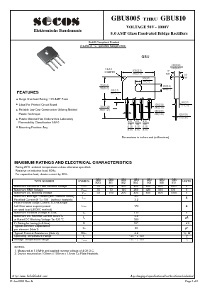 GBU806 Datasheet PDF Secos Corporation.