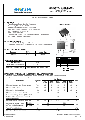 MBR2040D-C Datasheet PDF Secos Corporation.