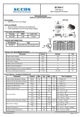 BCP69-C Datasheet PDF Secos Corporation.