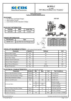 BCP55-C Datasheet PDF Secos Corporation.