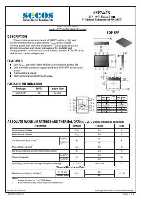 SSP7442N Datasheet PDF Secos Corporation.