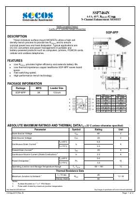 SSP7464N Datasheet PDF Secos Corporation.