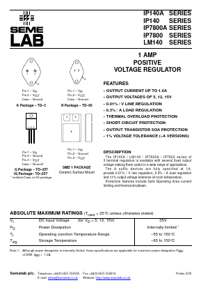 LM140AG-15 Datasheet PDF Semelab - > TT Electronics plc 