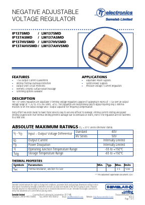 IP137SMD Datasheet PDF Semelab - > TT Electronics plc 