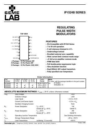IP1524BJ-883B Datasheet PDF Semelab - > TT Electronics plc 