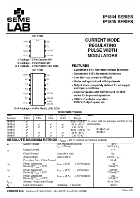 IP3844D Datasheet PDF Semelab - > TT Electronics plc 