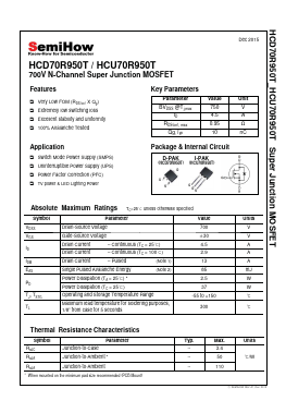 HCD70R950T Datasheet PDF Semihow