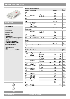 SEMIX302GB128DS Datasheet PDF Semikron