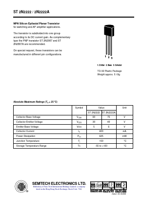 ST2N2222A Datasheet PDF Semtech Electronics LTD.