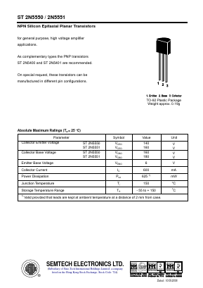 2N5551 Datasheet PDF Semtech Electronics LTD.