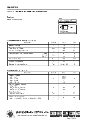 BAS16WS Datasheet PDF Semtech Electronics LTD.