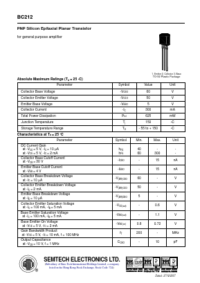 BC212 Datasheet PDF Semtech Electronics LTD.