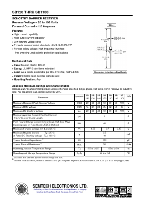 SB130 Datasheet PDF Semtech Electronics LTD.