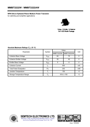 MMBT2222AW Datasheet PDF Semtech Electronics LTD.