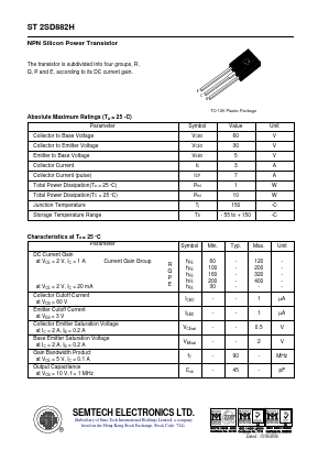 D882H Datasheet PDF Semtech Electronics LTD.