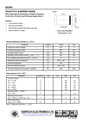 BAS86 Datasheet PDF Semtech Electronics LTD.