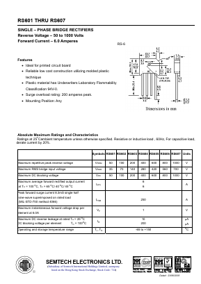 RS603 Datasheet PDF Semtech Electronics LTD.