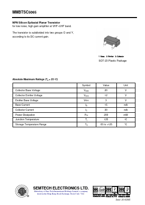 MMBTSC5065 Datasheet PDF Semtech Electronics LTD.