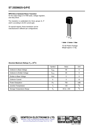 ST2SD882S-E Datasheet PDF Semtech Electronics LTD.