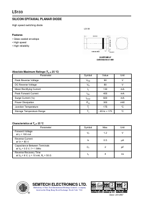 LS133 Datasheet PDF Semtech Electronics LTD.