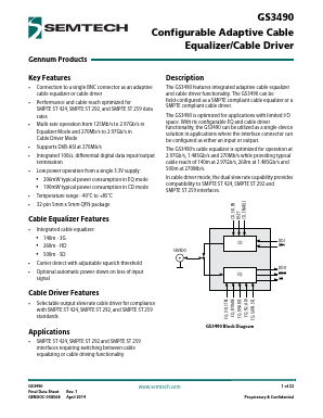 GS3490-INE3 Datasheet PDF Semtech Corporation