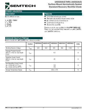 1N5554US Datasheet PDF Semtech Corporation