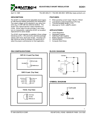 SC431CS-0.5 Datasheet PDF Semtech Corporation