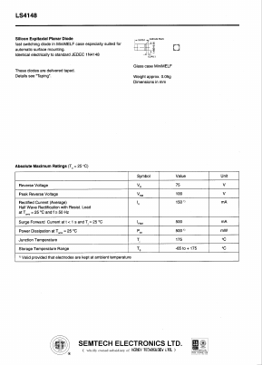 LS4148 Datasheet PDF Semtech Corporation
