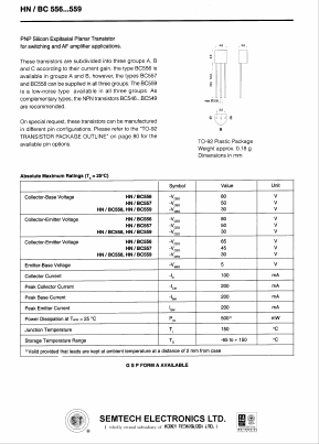 BC556 Datasheet PDF Semtech Corporation