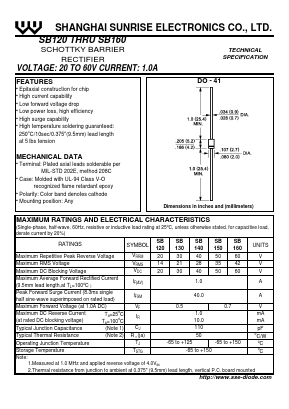 SB130 Datasheet PDF Shanghai Sunrise Electronics