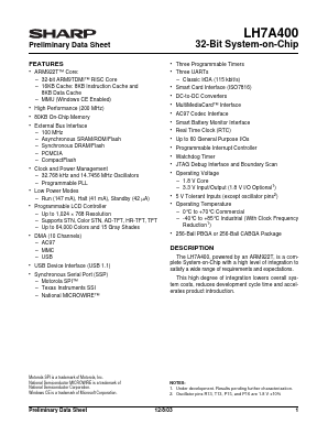 LH7A400 Datasheet PDF Sharp Electronics