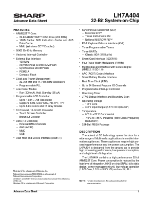 LH7A404 Datasheet PDF Sharp Electronics