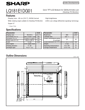 LQ181E1DG01 Datasheet PDF Sharp Electronics