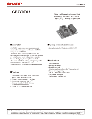 GP2Y0E03 Datasheet PDF Sharp Electronics