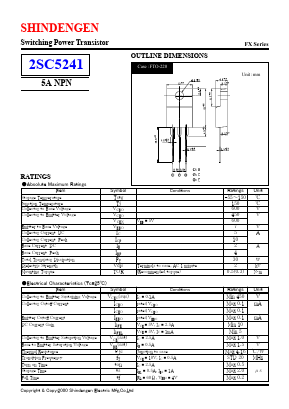 2SC5241 Datasheet PDF Shindengen