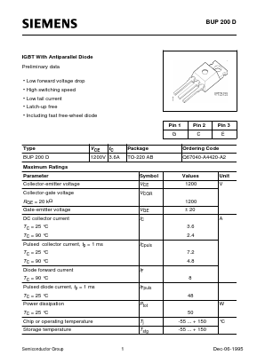 BUP200D Datasheet PDF Siemens AG