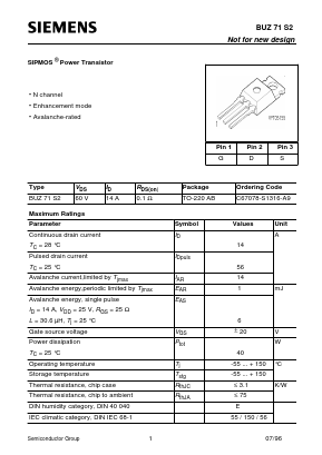 BUZ71S2 Datasheet PDF Siemens AG