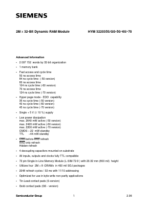 HYM322035GS-50 Datasheet PDF Siemens AG