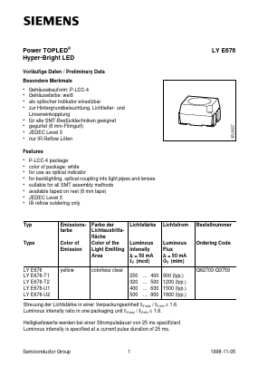 LYE676-U1 Datasheet PDF Siemens AG