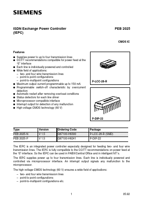 PEB2025 Datasheet PDF Siemens AG