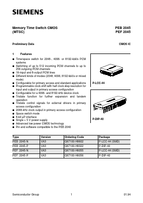 PEB2045 Datasheet PDF Siemens AG