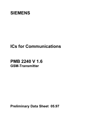 PMB2240 Datasheet PDF Siemens AG