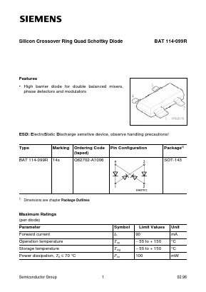 BAT114-099R Datasheet PDF Siemens AG