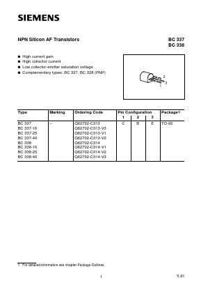 BC338-40 Datasheet PDF Siemens AG