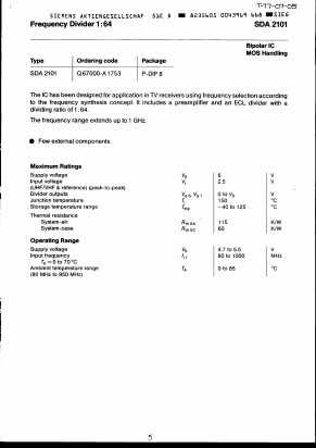 SDA2101 Datasheet PDF Siemens AG