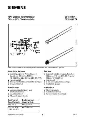 SFH309PFA Datasheet PDF Siemens AG