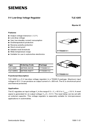 TLE4265 Datasheet PDF Siemens AG