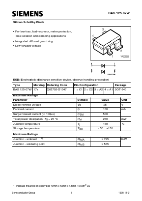 BAS125-07W Datasheet PDF Siemens AG