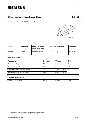 BB620 Datasheet PDF Siemens AG
